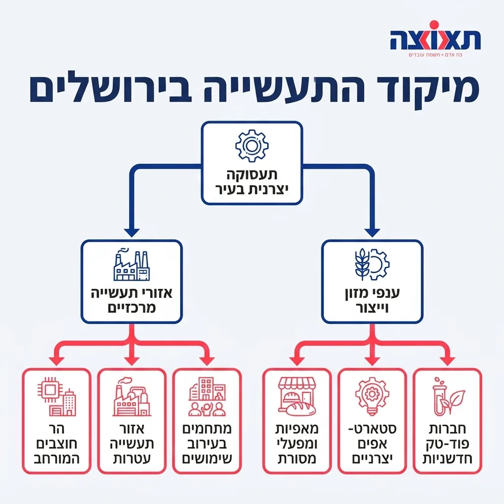 אינפוגרפיקה — מיקוד התעשייה בירושלים: תעסוקה יצרנית בעיר