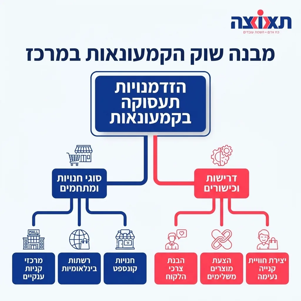 אינפוגרפיקה — מבנה שוק הקמעונאות במרכז: הזדמנויות תעסוקה בקמעונאות