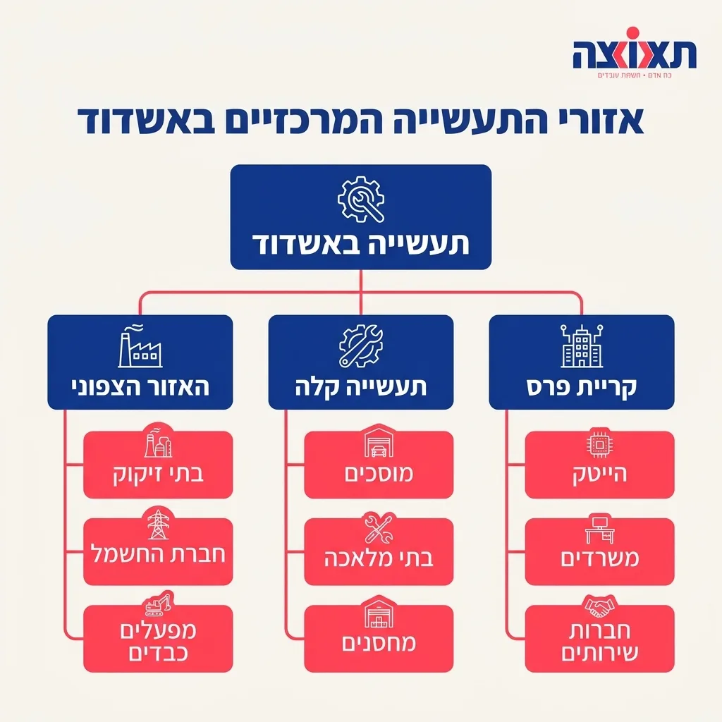 אינפוגרפיקה — אזורי התעשייה המרכזיים באשדוד: תעשייה באשדוד