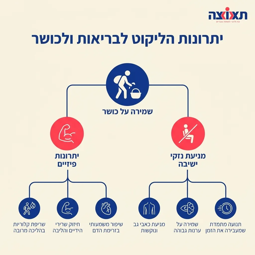 אינפוגרפיקה — יתרונות הליקוט לבריאות ולכושר: שמירה על כושר